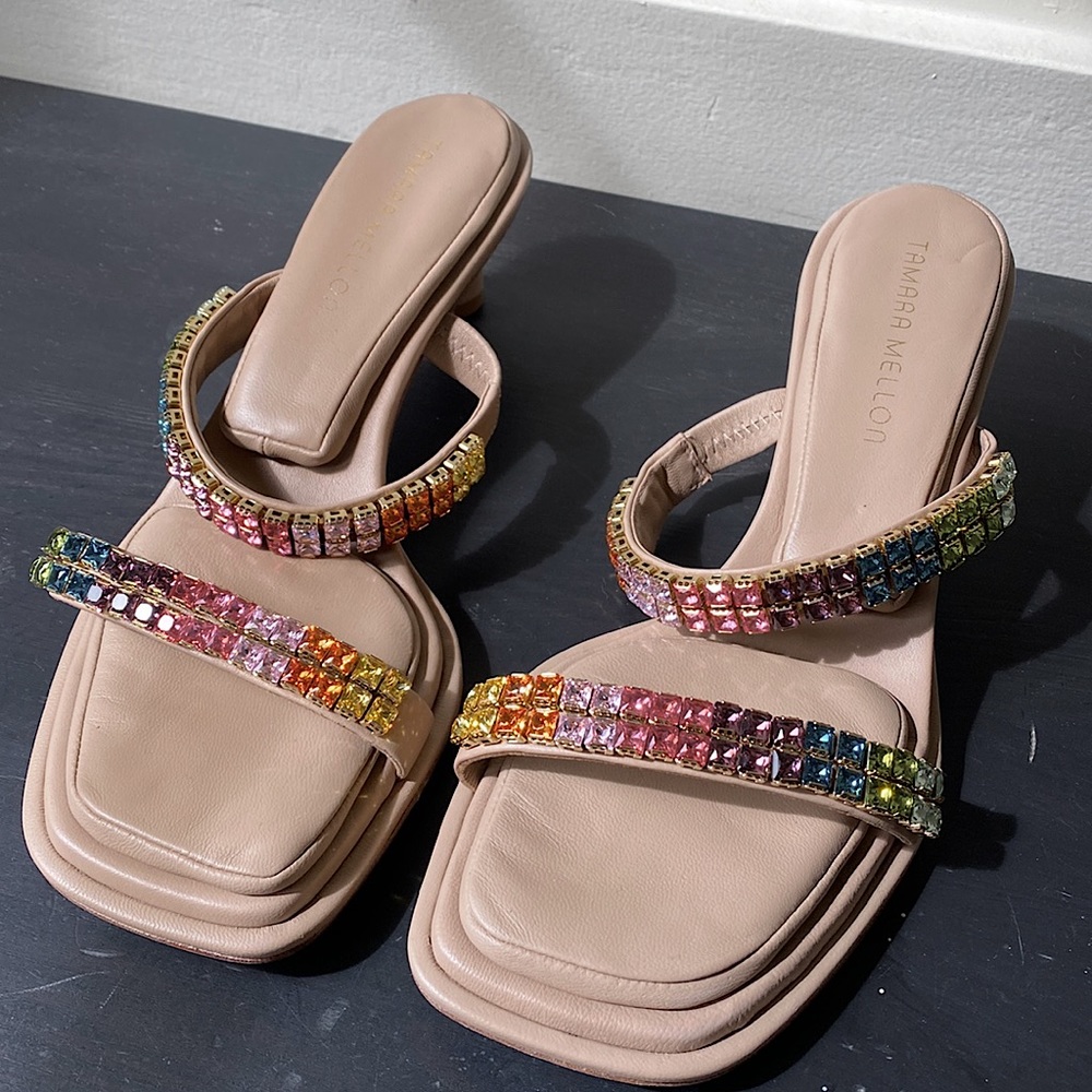 Tamara Mellon Rainbow Embellished heel Size 38